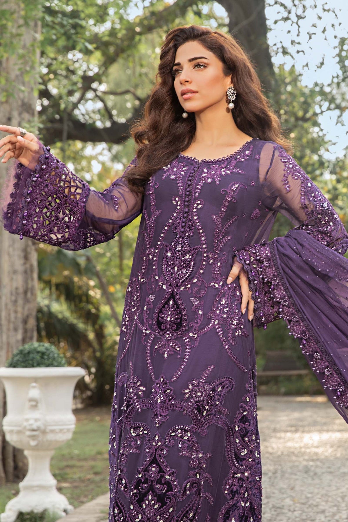 Unstitched Embroidered Chiffon Suit | MPC-24-102 Purple