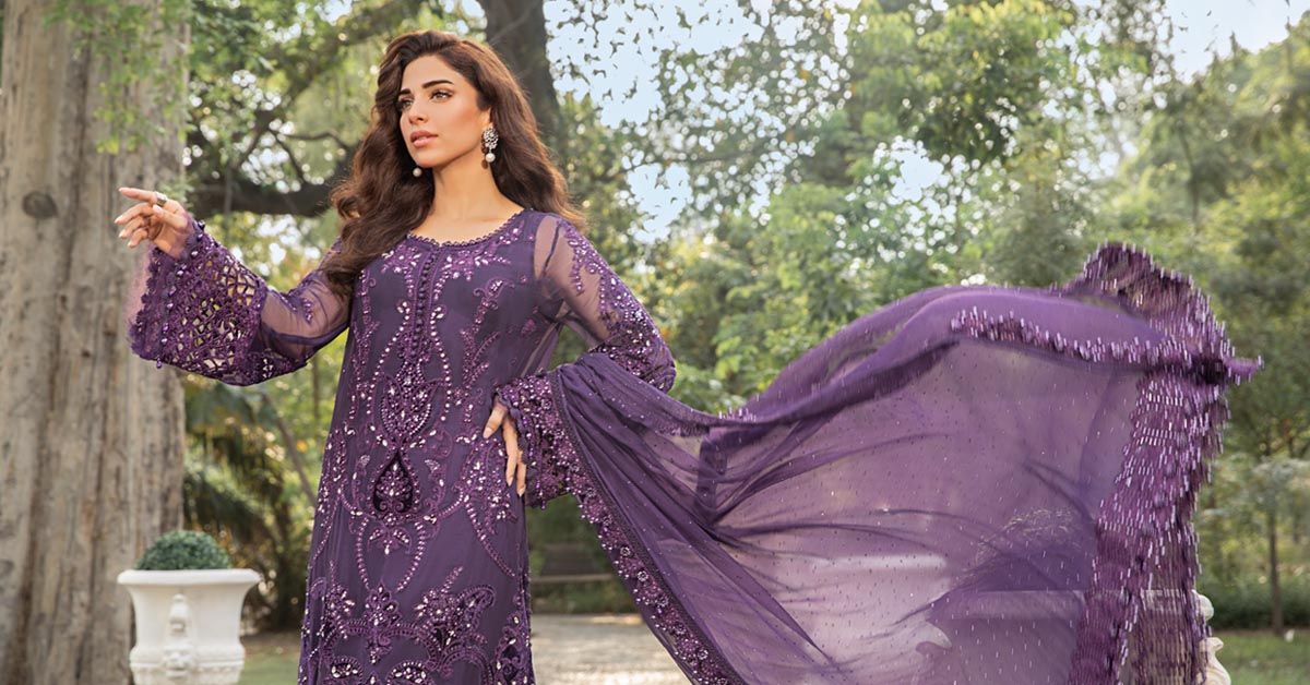 Unstitched Embroidered Chiffon Suit | MPC-24-102 Purple