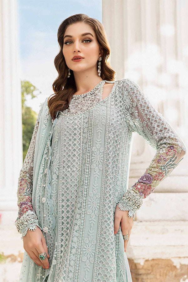 Unstitched Embroidered Chiffon Suit | MPC-24-103 Ice Blue