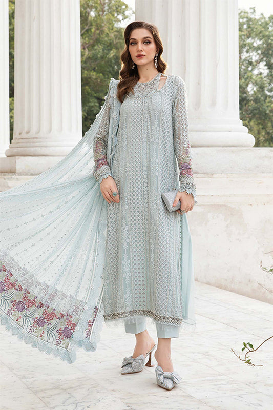Unstitched Embroidered Chiffon Suit | MPC-24-103 Ice Blue