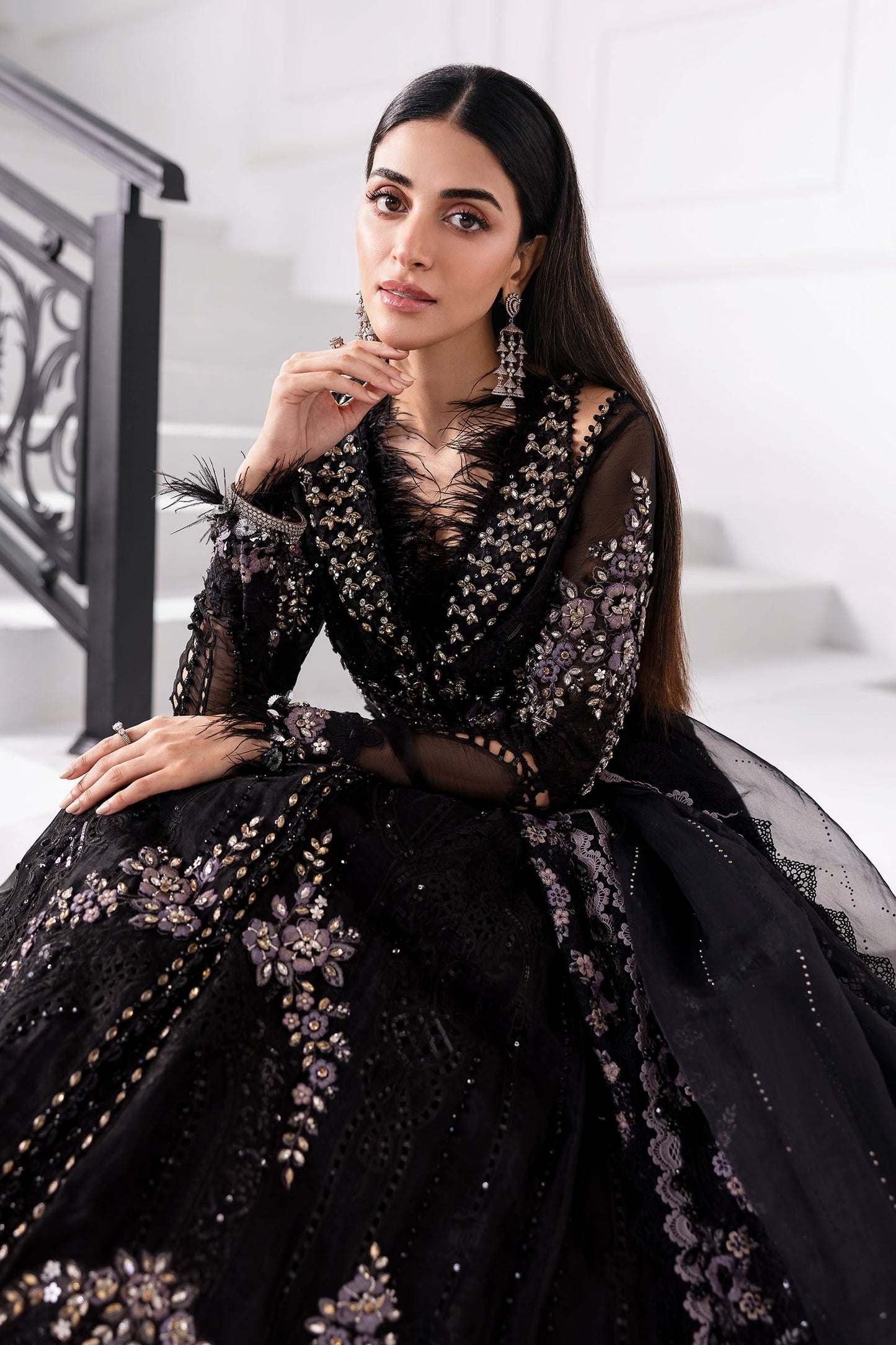 3 Piece Unstitched Embroidered Organza Suit | BD-3004
