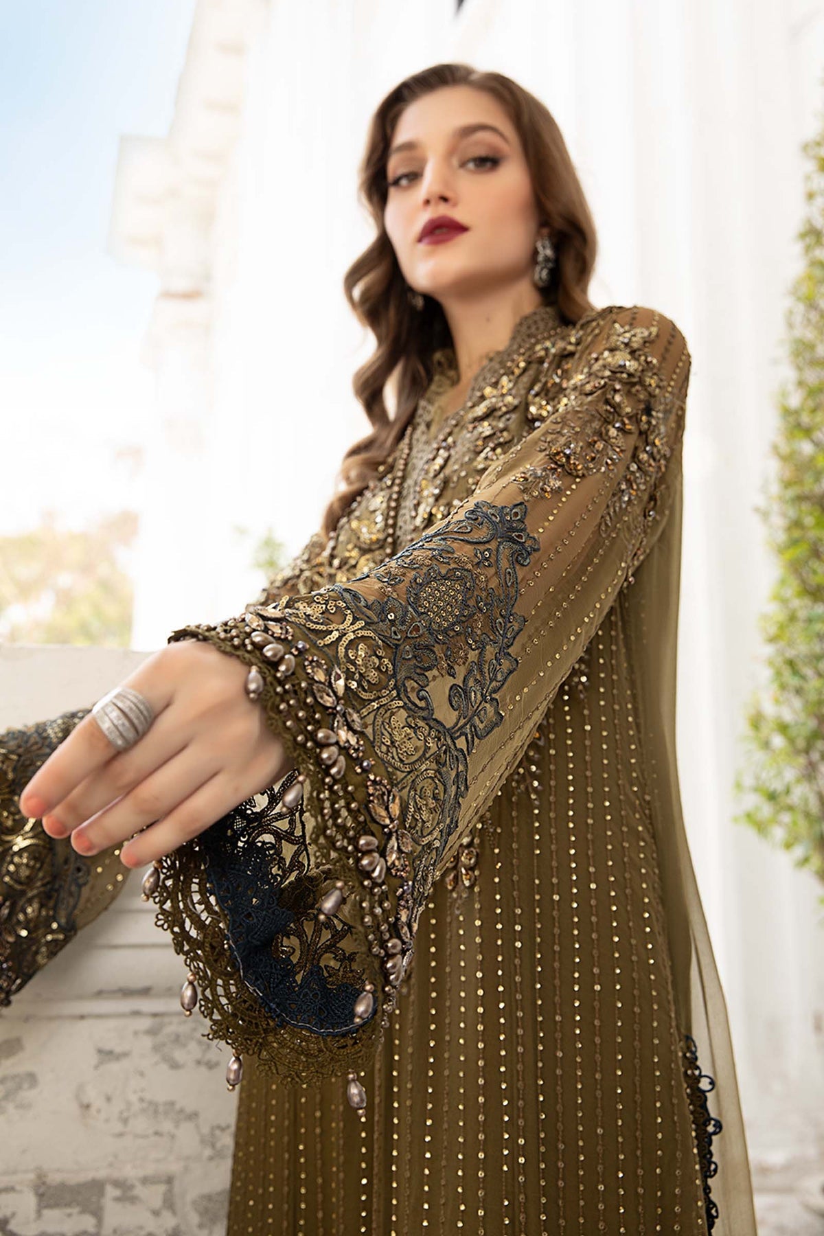 Unstitched Embroidered Chiffon Suit | MPC-24-108 Bronze