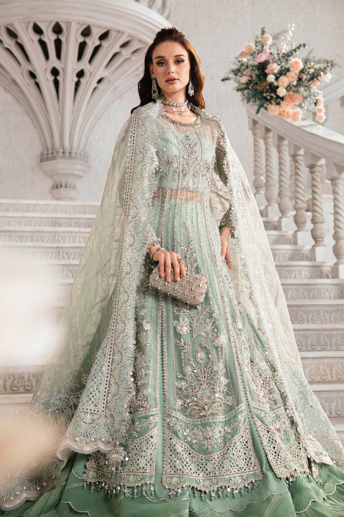 3 Piece Unstitched Embroidered Suit | BD-2803 Aqua