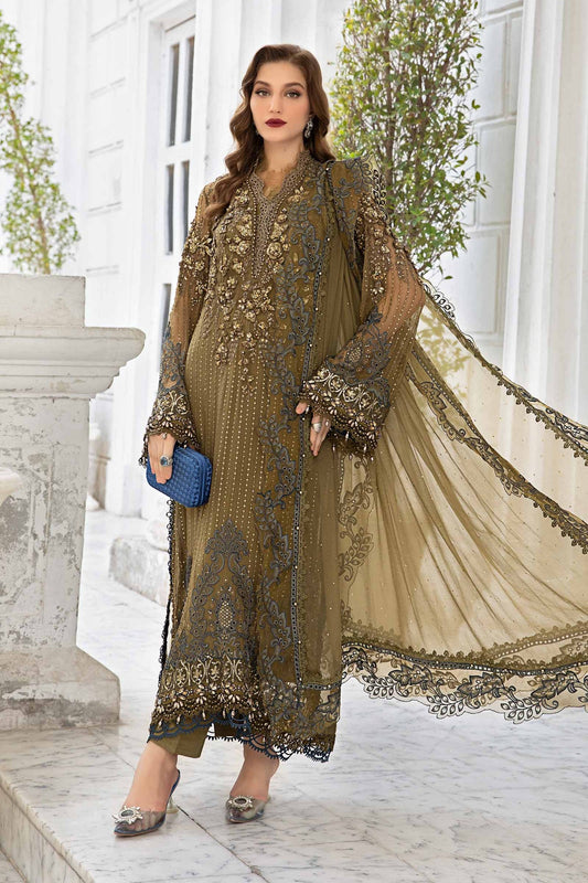 Unstitched Embroidered Chiffon Suit | MPC-24-108 Bronze